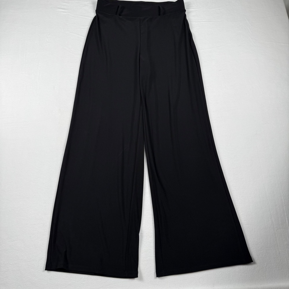 White House Black Market Wide Leg Pants S Black Minimalist Professional Trouser